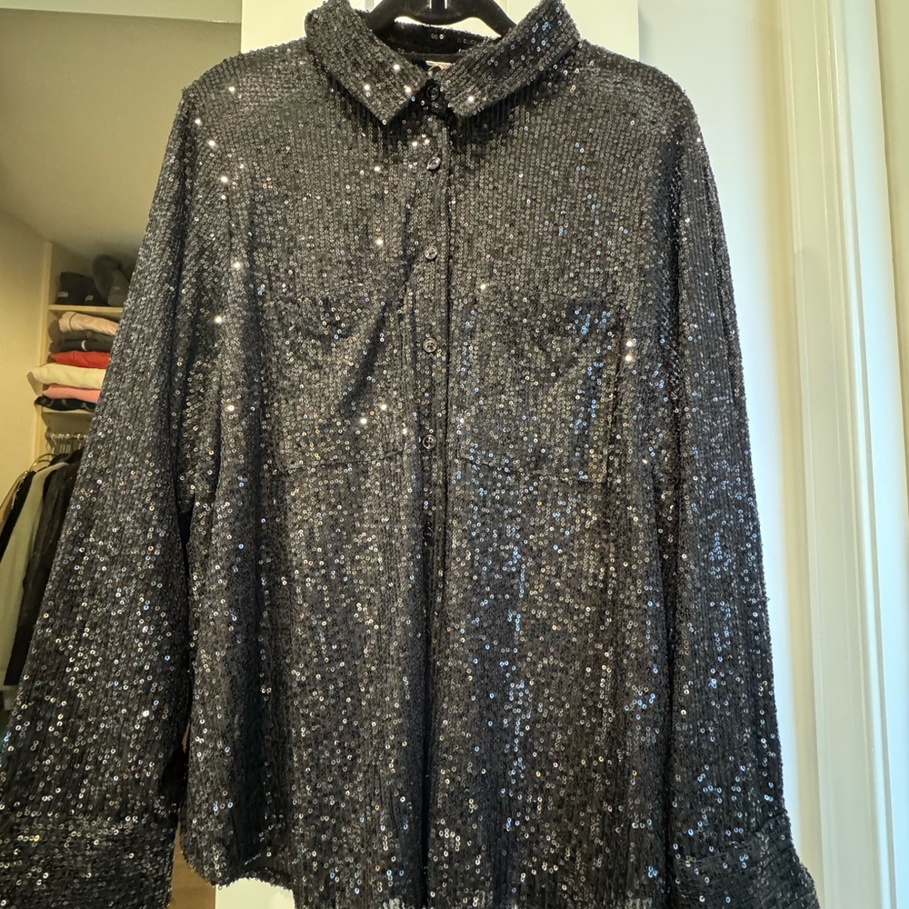Sunday in Brooklyn Black Sequin Blouse